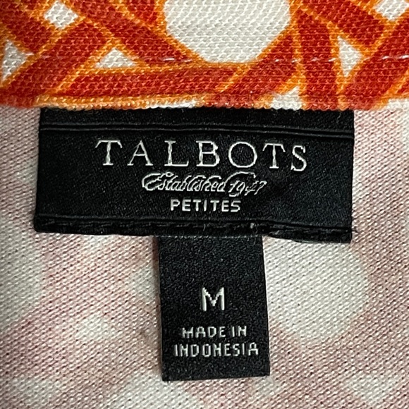 *Talbots women’s Orange Geometry Print collared Shirt Sz MP - Picture 5 of 12